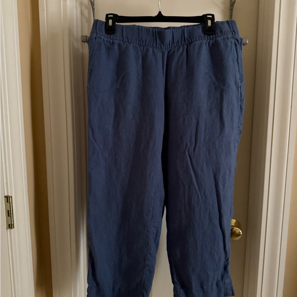 J. Jill Women’s Blue Linen Pants Size Small Pull On EUC
